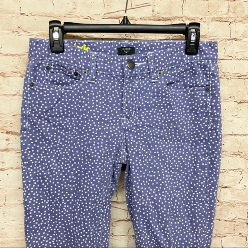 J Crew Womens Toothpick Jeans Size 27 Skinny Stretch Polka Dot White Blue